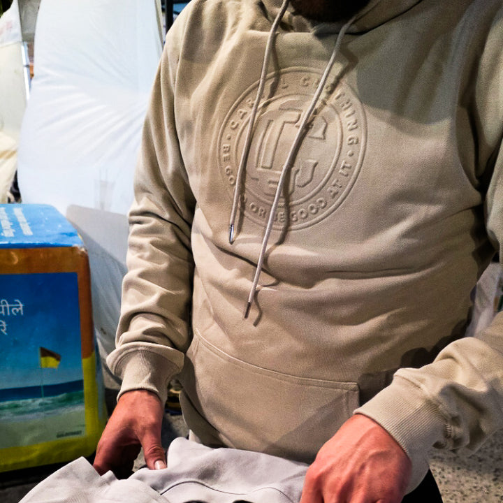 Monogram Embossed Hood - Stone